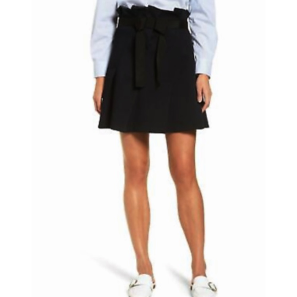 Halogen midnight blue gathered black ribbon skirt EUC sz 8